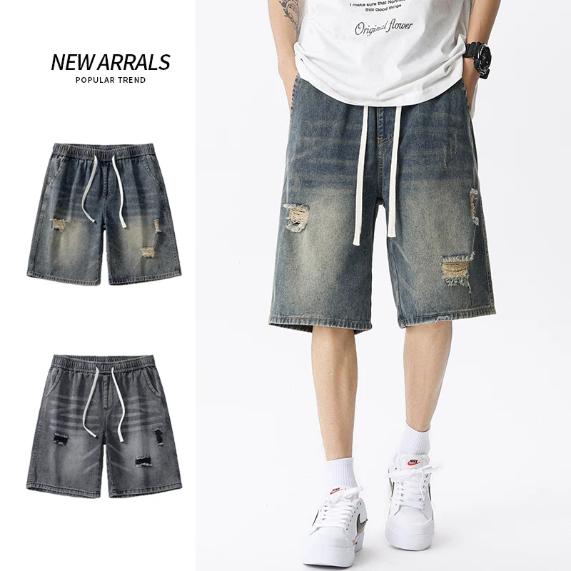 Streetwear Brand Pants - Zomer Dunne Denim Shorts Heren Retro