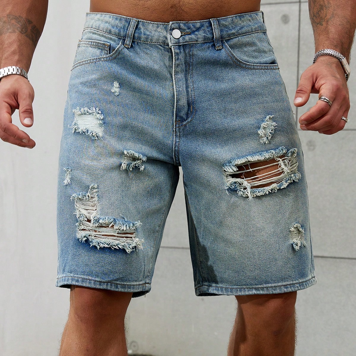 Streetwear Brands - Nieuwe Mode Heren Gescheurde Korte Jeans