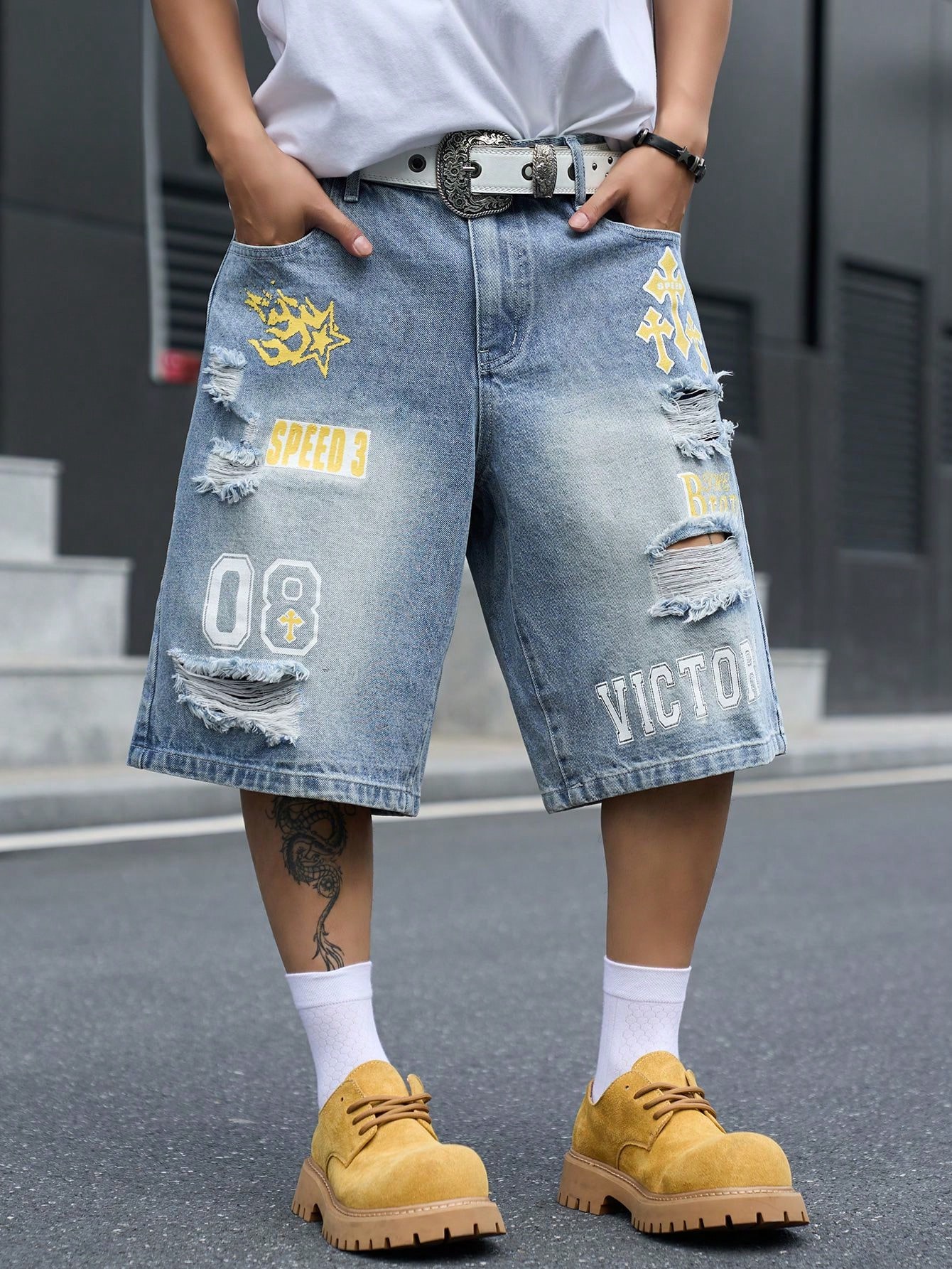 Loszittende denim bermudashort - Streetwear Brand Pants recensie en prijs